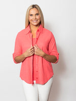 Snoskins Pucker Knit Button Shirt with 3/4 sleeves and Tab 88594-25S