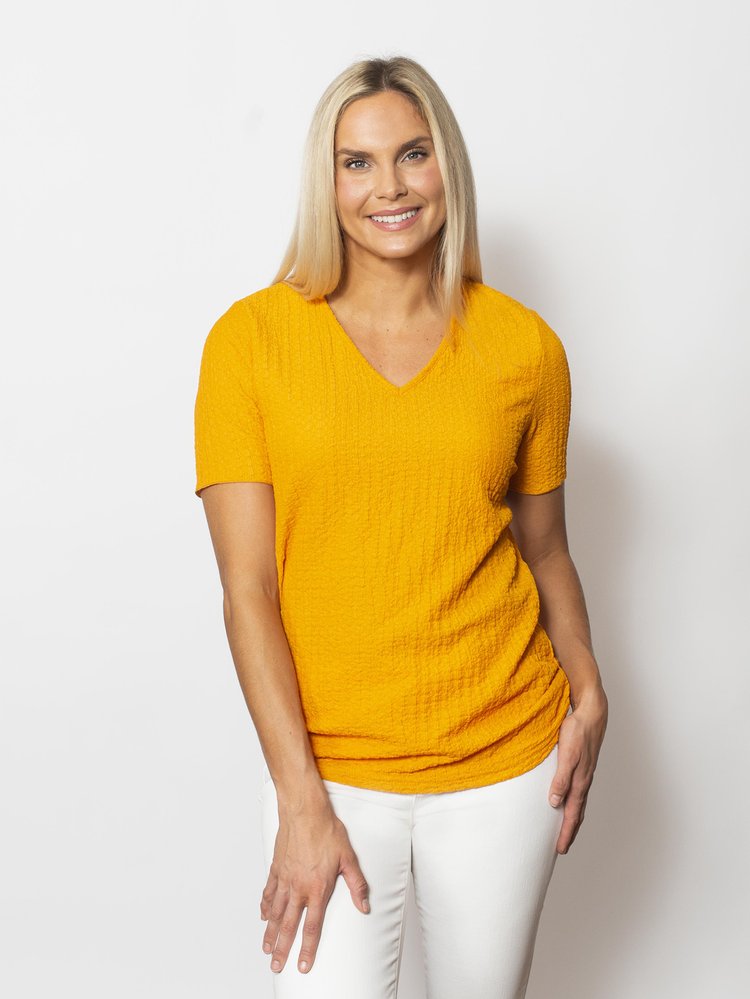 Snoskins Pucker Knit V-Neck with Short Sleeves 88597-25S