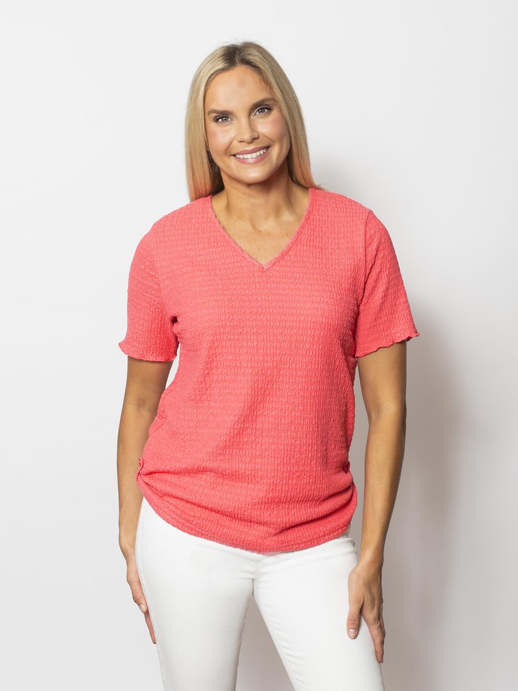 Snoskins Pucker Knit V-Neck with Short Sleeves 88597-25S