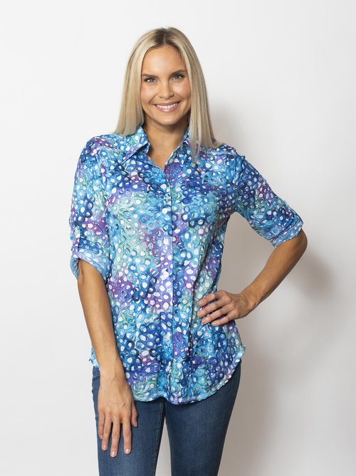 SnoSkins Printed Crinkle Sleeveless Cowl Top 89518-25S