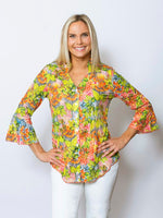 SnoSkins Printed Crinkle Mesh Sweetheart ButtonBlouse 89593-25S