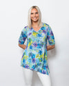 SnoSkins Printed Crinkle Mesh V-Neck with front tie and rouched elbow sleeves 89564-24S