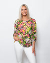 SnoSkins Printed Crinkle Mesh sweetheart Button Blouse 89593-24S