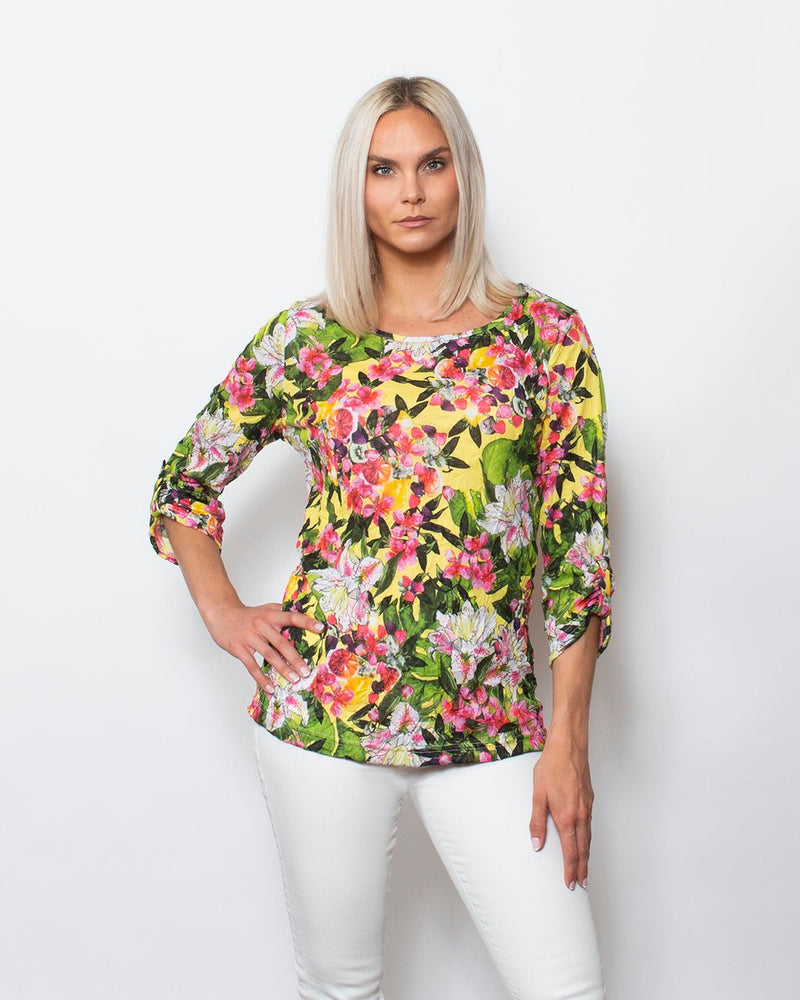 FINAL SALE SnoSkins Printed Crinkle Mesh Twist Front with Short sleeve 89610-24S