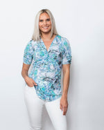 SnoSkins Printed Crinkle Mesh Twist Front with Short sleeve 89610-24S