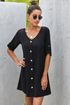 Treschic Buttoned V-Neck Dress Style T3236S