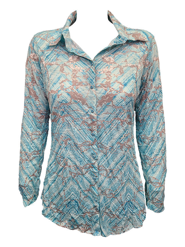 David Cline Collar Shirt 9103TV Aqua, Peony