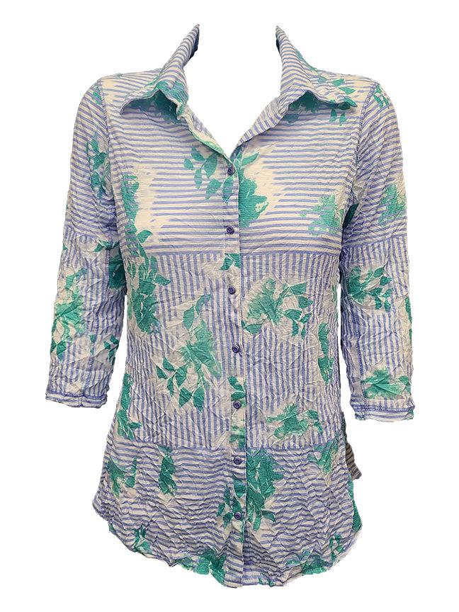 David Cline Collar Shirt 9103TV Aqua, Peony