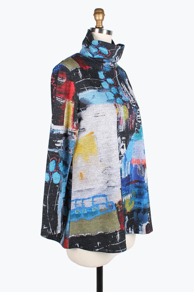 Damee Abstract Art Turtleneck Tunic 9213-MLT F24