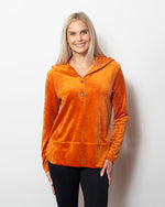 Snoskins Plush Microfleece V-Neck Pullover oversized fit, high low shaped hem Contrast Trim 82619-24F