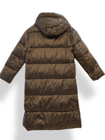 FINAL SALE - C-RO Long Iridescent Quilted Coat E1320RK-426 Bronze