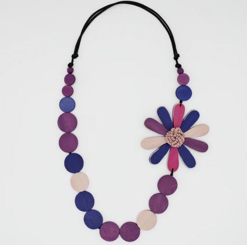 Sylca ColorfuL BP25N13 PURPLE Purple Dahlia Statement Necklace S25