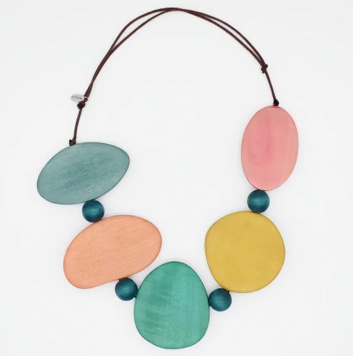 Sylca Colorful Jovie Wood Bead Statement Necklace SD2506 S25