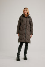 C-RO Quilted Coat with side Zips and Detachable Hood E1643RO-255 + Plus sizes