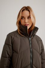 C-RO Quilted Coat with side Zips and Detachable Hood E1643RO-255 + Plus sizes