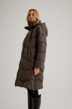 C-RO Quilted Coat with side Zips and Detachable Hood E1643RO-255 + Plus sizes