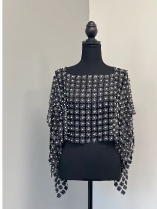 Ellyndale Lace Poncho with all over Pearls attached