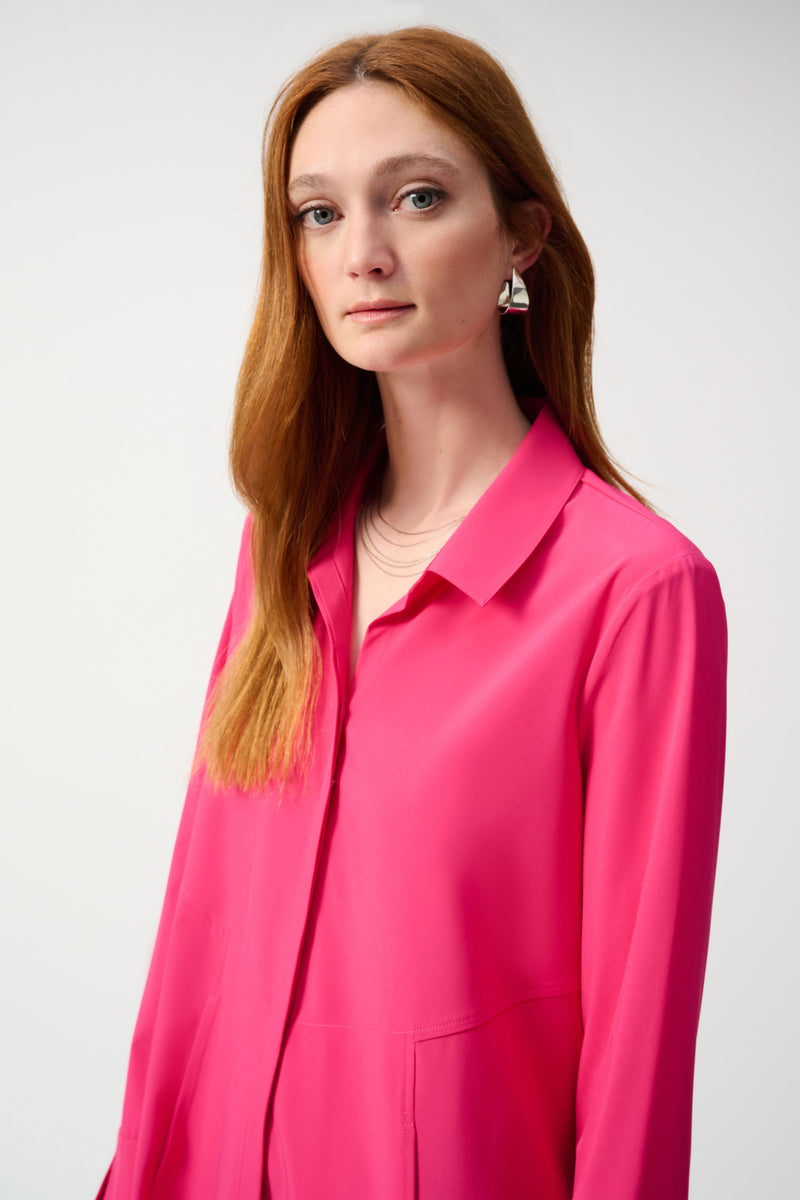 Joseph Ribkoff Woven Button-Down Blouse With Pockets 243958