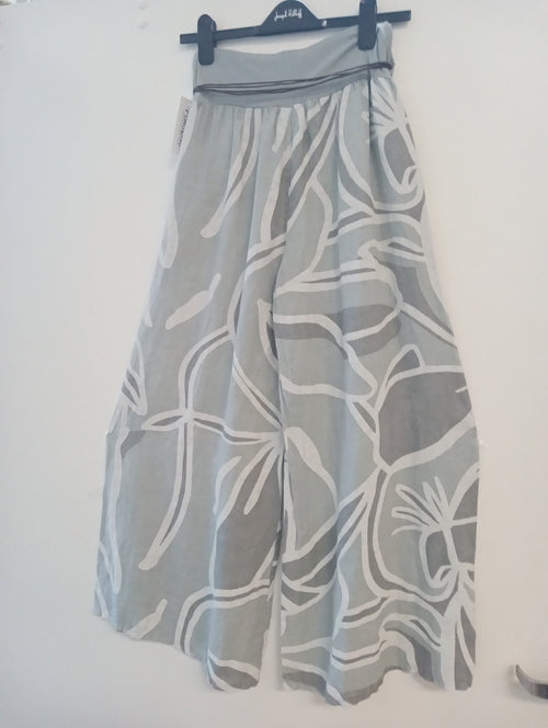 Amorosa Swirl Printed Linen Pants Style AL 8730f