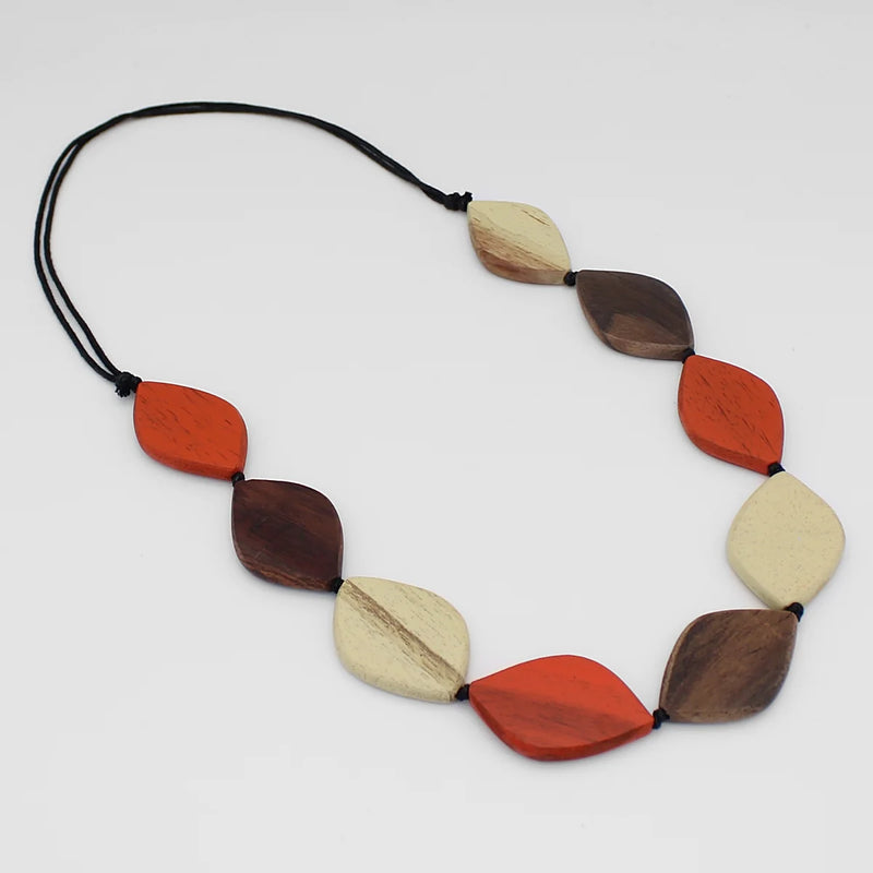 Sylca Contemporary Wood Bead Necklace DW24N02