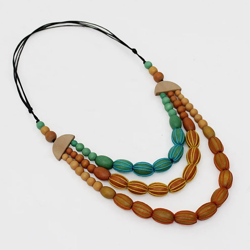 Sylca Triple Strand Wood Kristen Necklace Style BP22N07