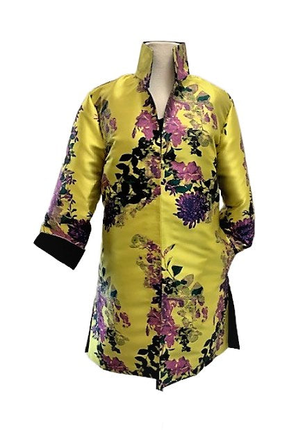 Grace Chuang Long Jacket with multi flower print JA1417-2912