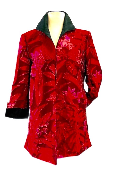 Grace Chuang Long open red floral print JB 1417-1661 F24