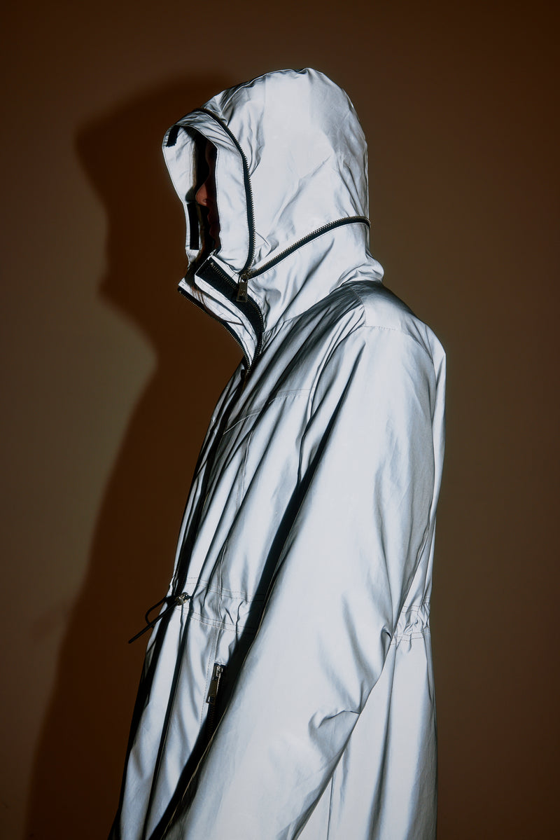 Nikki Jones Reflective Anorak with Hidden Hood and Quilted Lining K5580RO-290 Silver