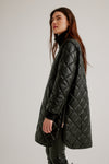 Nikki Jones Vegan Leather Zip Front Diamond Quilted Coat K5594RO-815