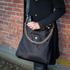 WanderFull Black Hydro Hobo Bag with Gold Hardware