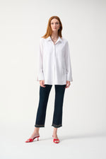 Joseph Ribkoff Woven Button-Down Blouse With Pockets 243958