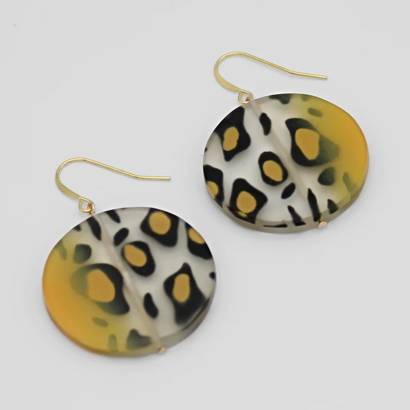 Sylca Mustard Cheetah Earrings Style SD23E02