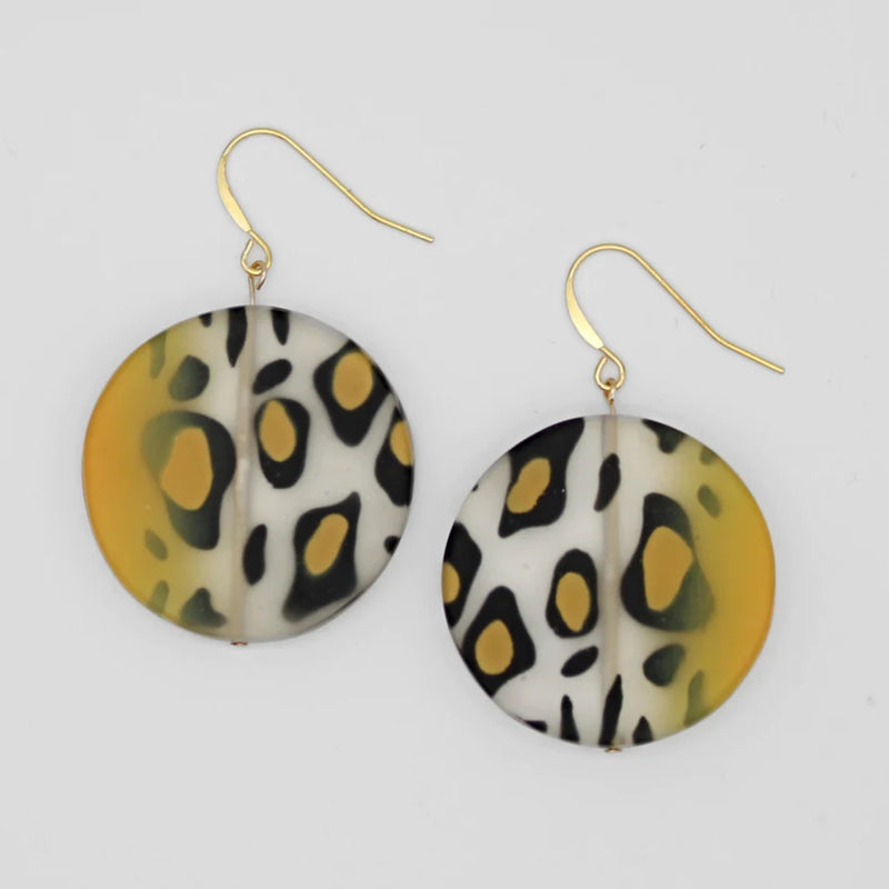 Sylca Mustard Cheetah Earrings Style SD23E02