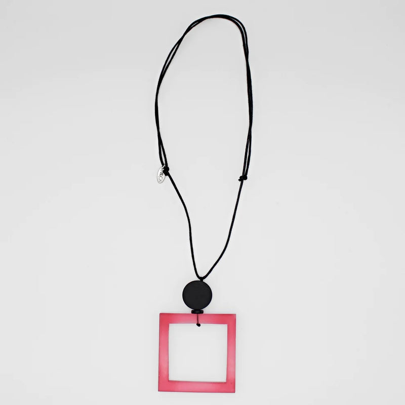 Sylca Pink Square Pendant Necklace Style SD23N18