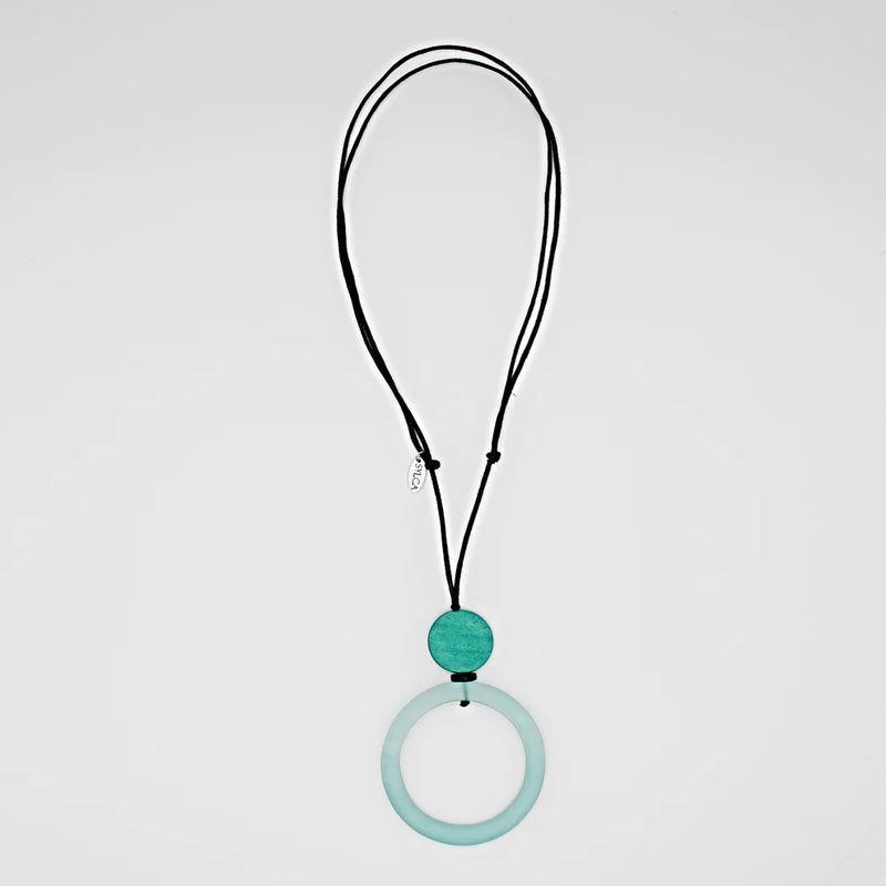 Sylca Aqua Circle Pendant Necklace Style SD23N19