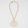 Sylca Frosted Gold Chain Statement Pendant Necklace SD23N39