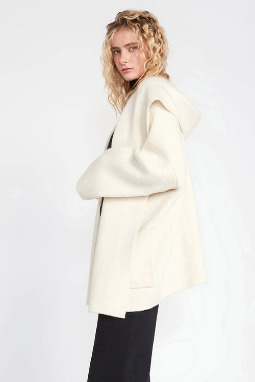 LOOK BY M Hooded Open Lapel Coat SM936