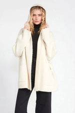 LOOK BY M Hooded Open Lapel Coat SM936