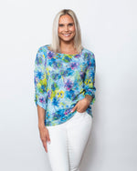 FINAL SALE SnoSkins Printed Crinkle Mesh Twist Front with Short sleeve 89610-24S