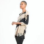 Clara Sun Woo Side Vent Kerchief Hem Tunic - Safari Patch