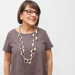 Sylca Leather Gemma Necklace in Multi Taupe Style UN20N04