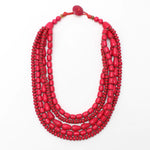 Sylca Raspberry Multi Strand Wood Jordana Necklace Style UN21N24