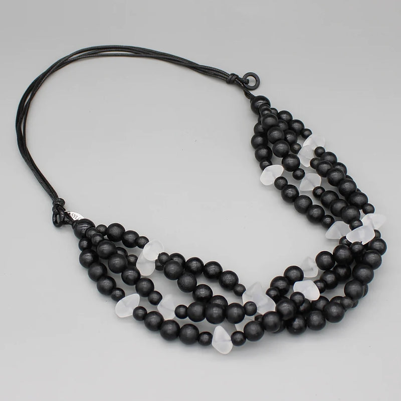 Sylca Black Multi Strand Cecilia Necklace Style UN22N17