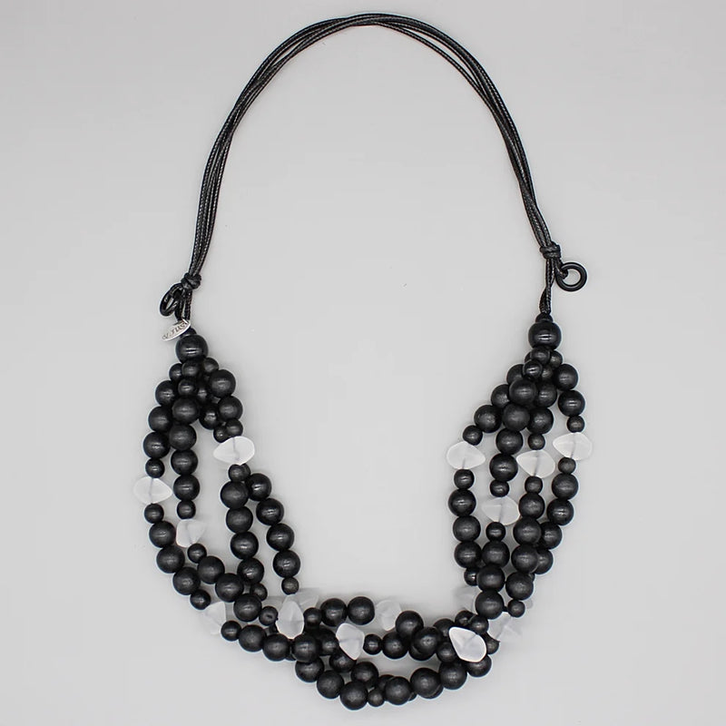 Sylca Black Multi Strand Cecilia Necklace Style UN22N17