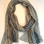 Lua Watercolor Silk Scarf SC1000 #402 Light Grey & Rust