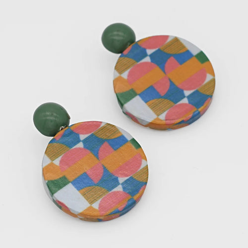 Sylca Multi Color Geometric Decoupage Earrings Style ZA23E02