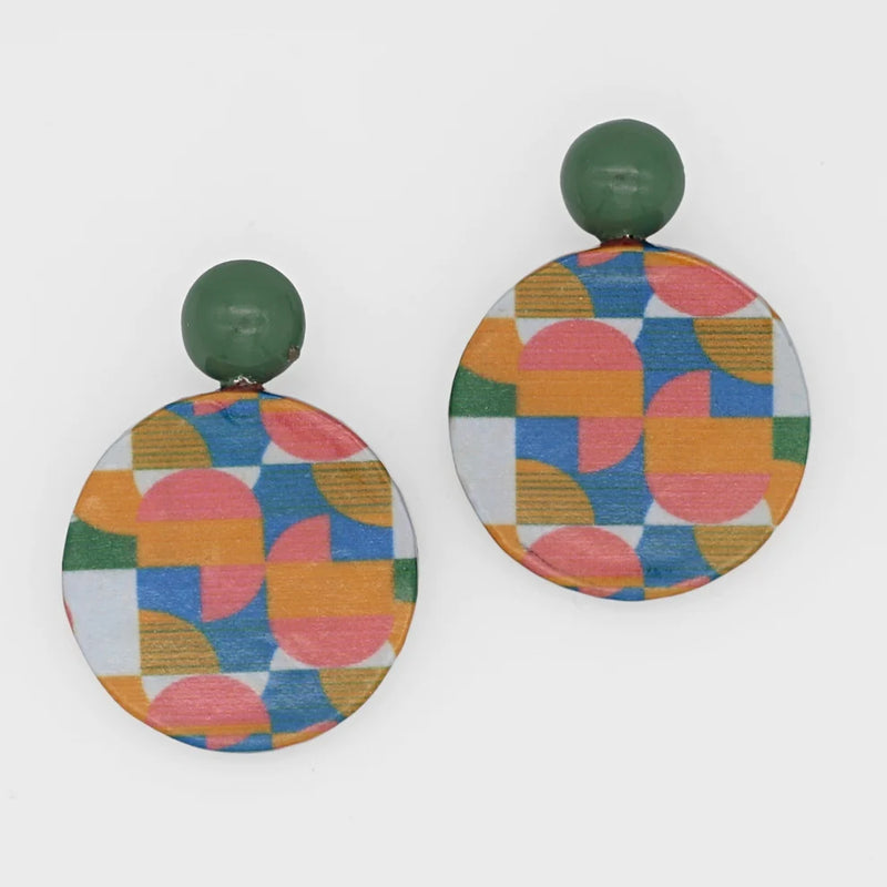 Sylca Multi Color Geometric Decoupage Earrings Style ZA23E02