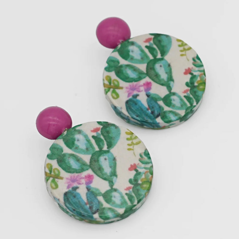 Sylca Cactus Decoupage Earrings Style ZA23E05