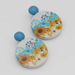 Sylca Sunflower Decoupage Earrings Style ZA23E03