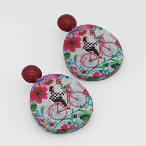 Sylca Bicycle Decoupage Earrings Style ZA23E07